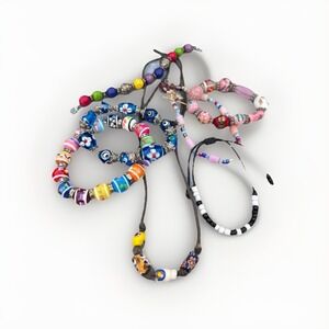 Boho Bracelet‎ Necklace Set Multicolor Glass Beads Jewelry Lot Handmade